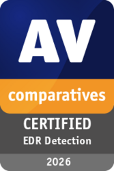 "Certified EDR Detection"-Logo von AV Comparatives