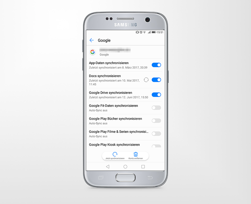 Android-Screenshot: Synchronisation mit Google Drive